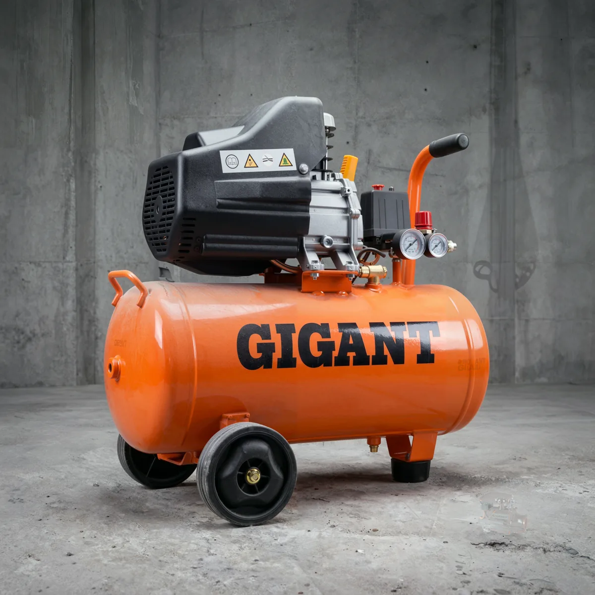 GIGANT oil-lubricated compressor on a concrete floor